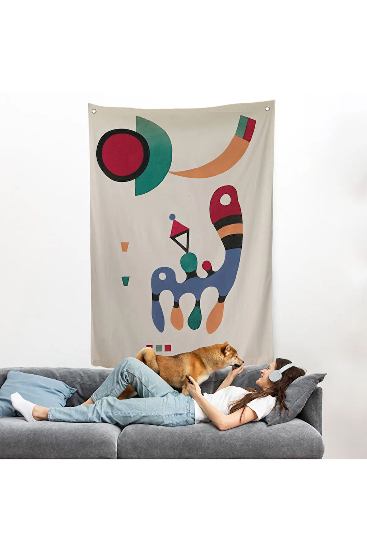 Vasiliy Kandinsky - 11 resim ve 7 şiir Soyut Duvar Örtüsü-7485