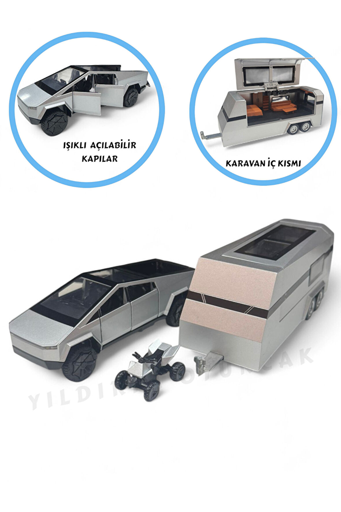 Sesli Işıklı Çek Bırak Model Karavan Açılabilir Kapılar Full Fonksiyon Metal Kasa 35 cm Karavan