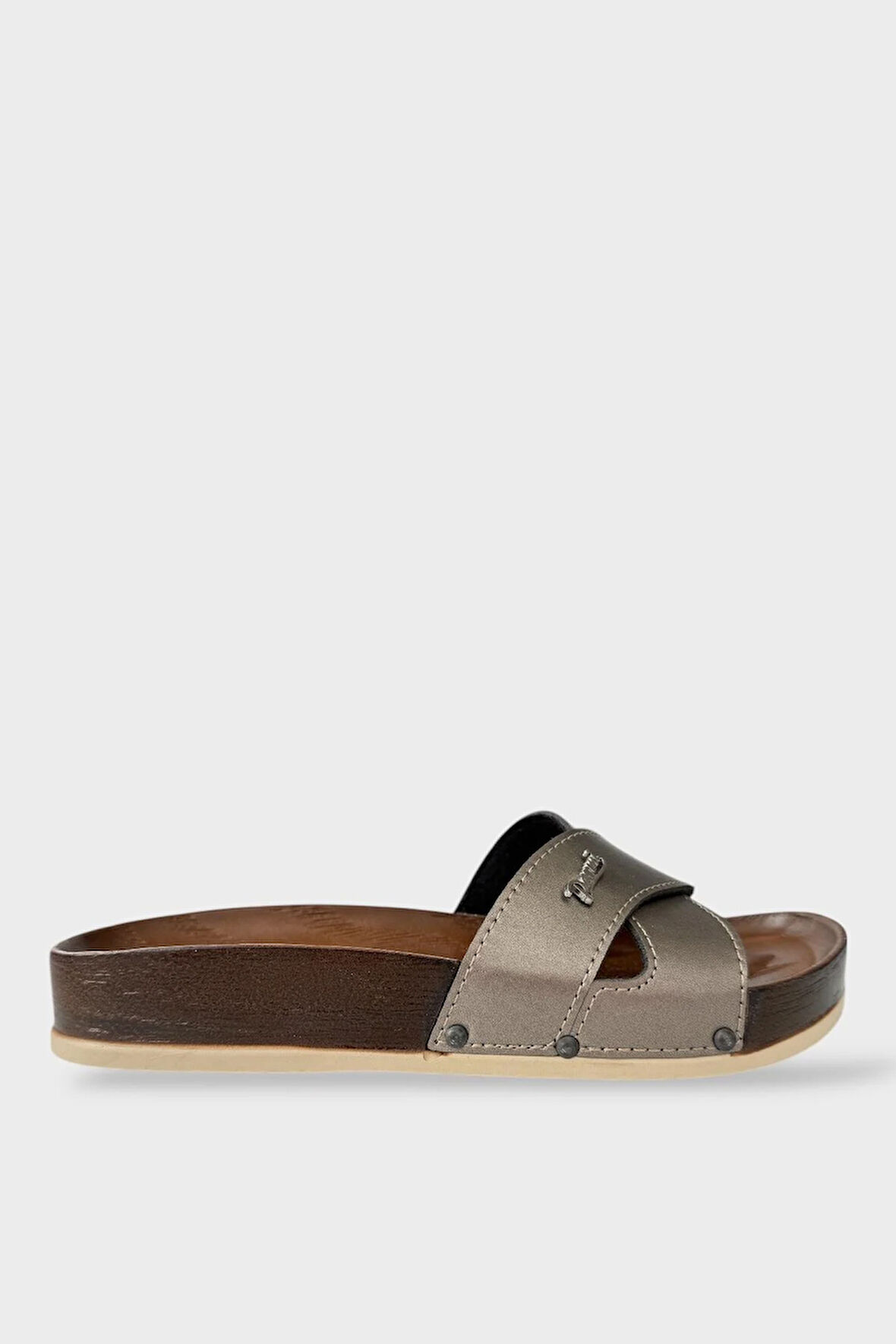 Kadın Günlük Terlik Çapraz Şık Ortopedik Yazlık Ev Plaj Tatil İş Terliği PLATİN