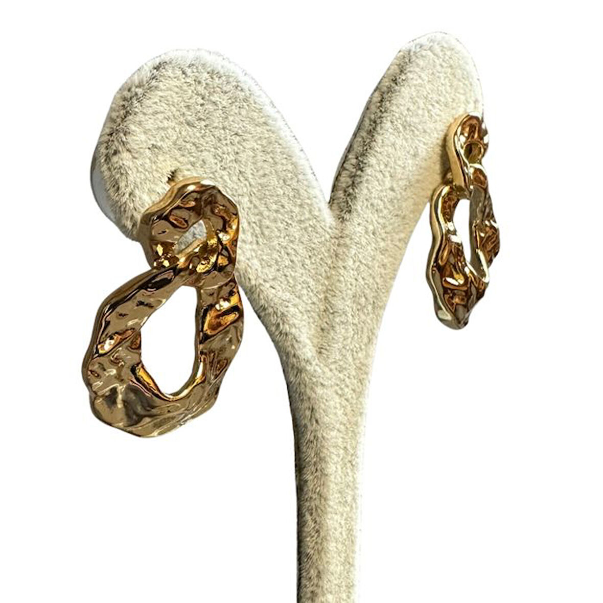 Uretti - İREM 3914 Asimetrik Kabartmalı Model Oval Küpe