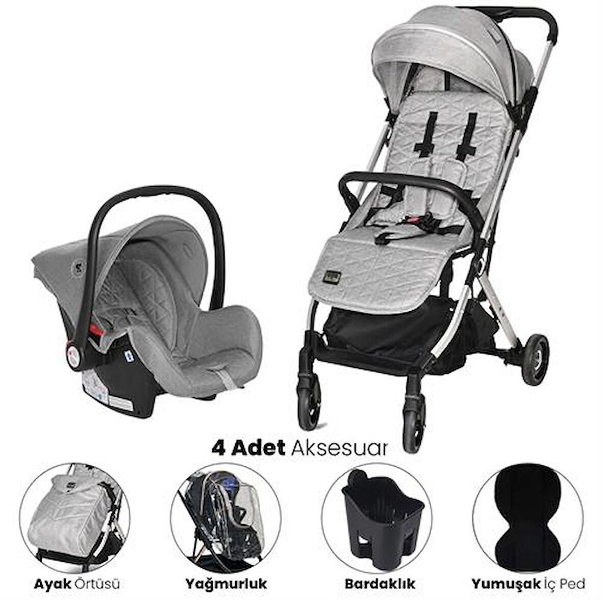 Lorelli Myla Kabin Boy & Travel Set Bebek Arabası - Grey
