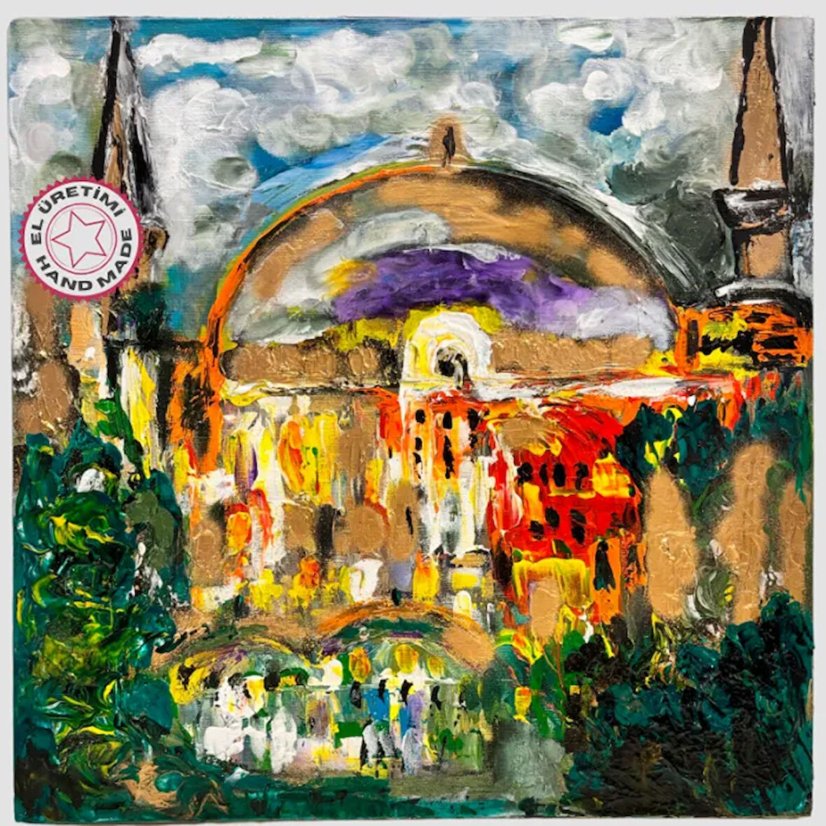 Uretti - Özge 6766 - Yağlı Boya Tablo Soyut Ayasofya  40 x 40cm