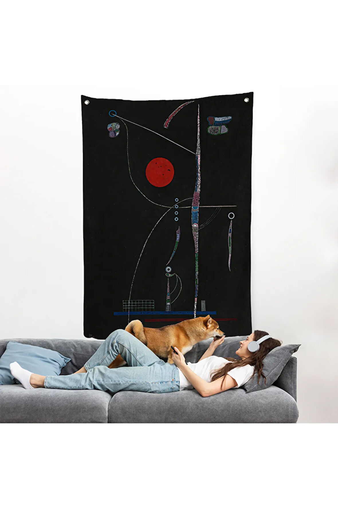 Wassily Kandinsky - Kırmızı Vurgu Duvar Örtüsü-7496