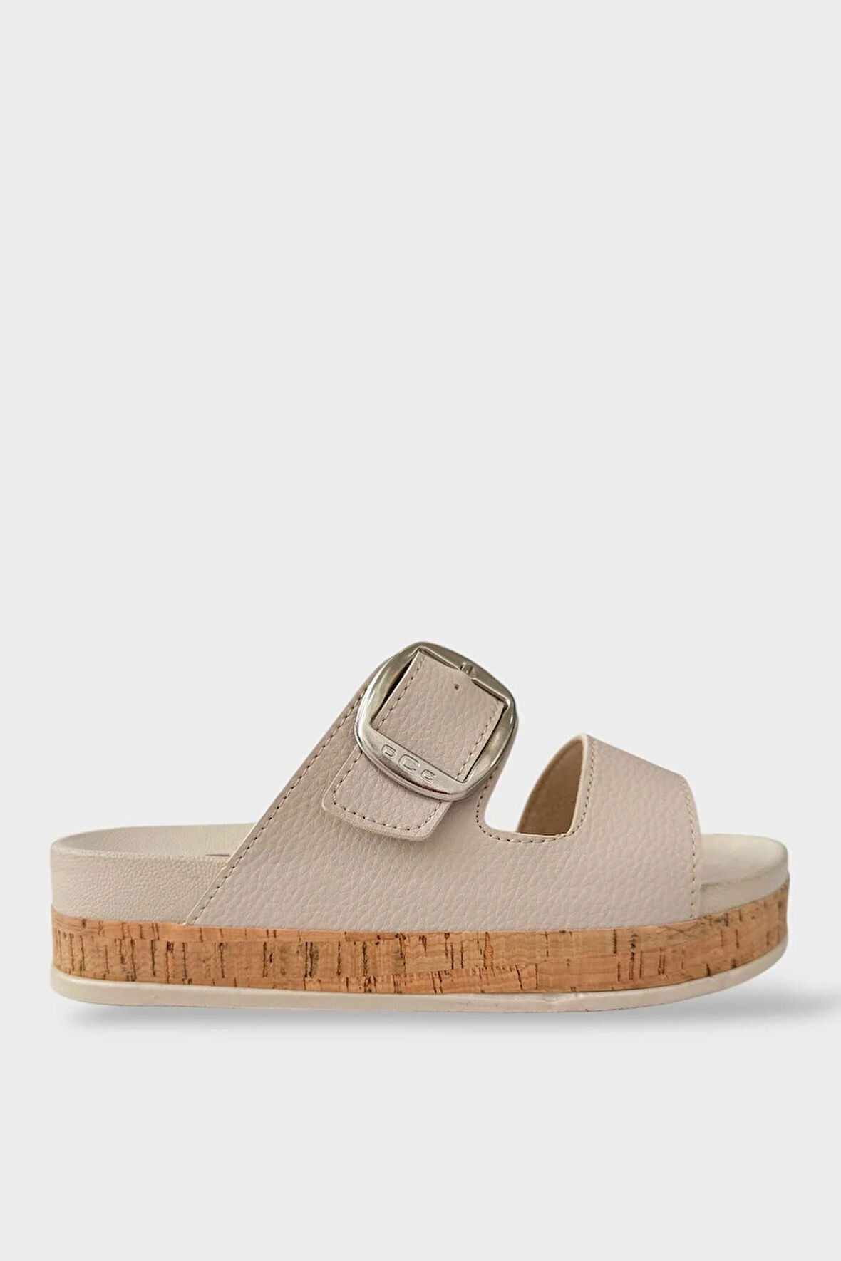 Kadın Günlük Terlik Kalın Taban Tokalı Rahat Şık Yazlık Ev Plaj Tatil Terliği BEJ