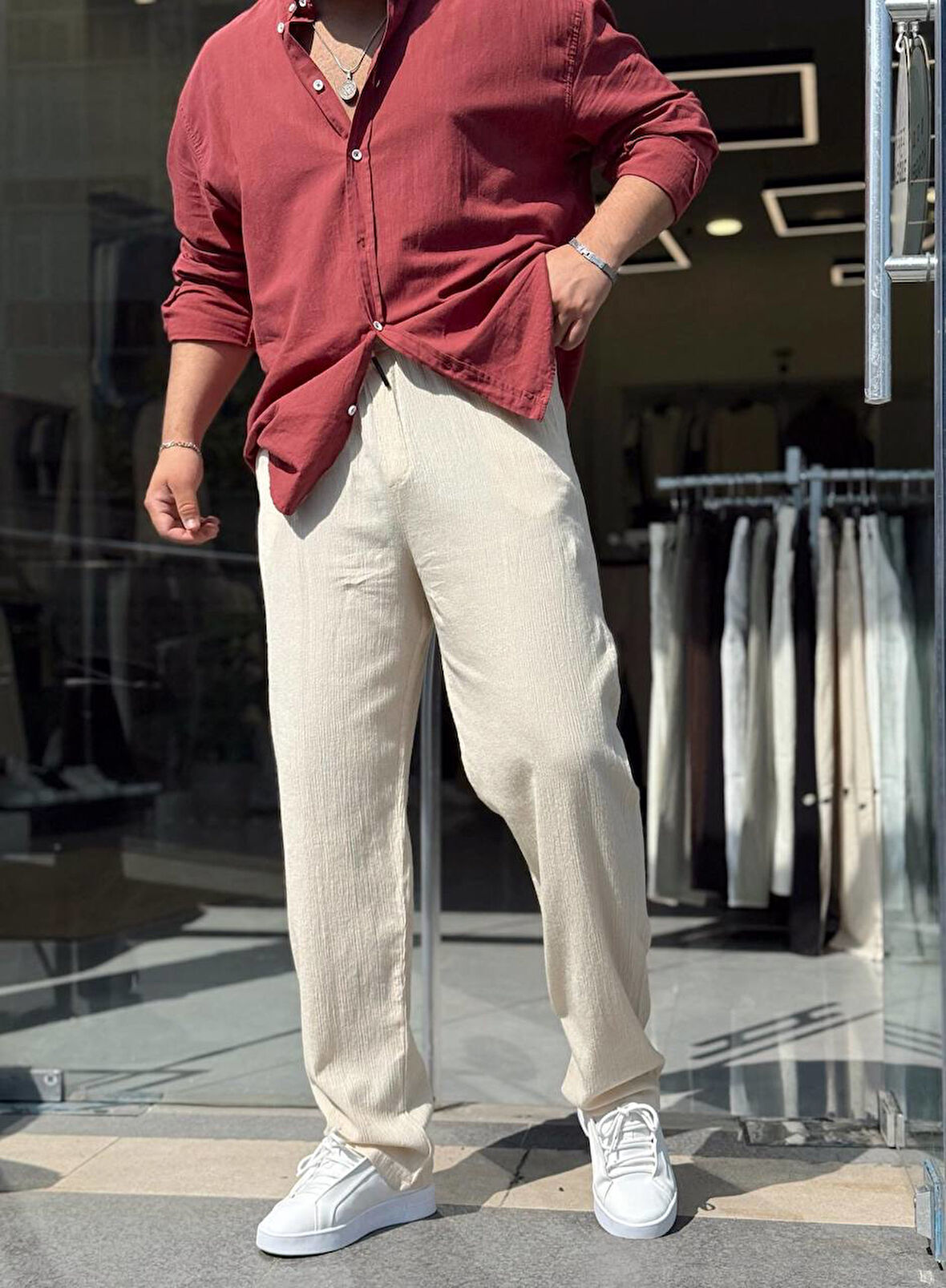 Krinkıl Keten Erkek Jogger Pantolon