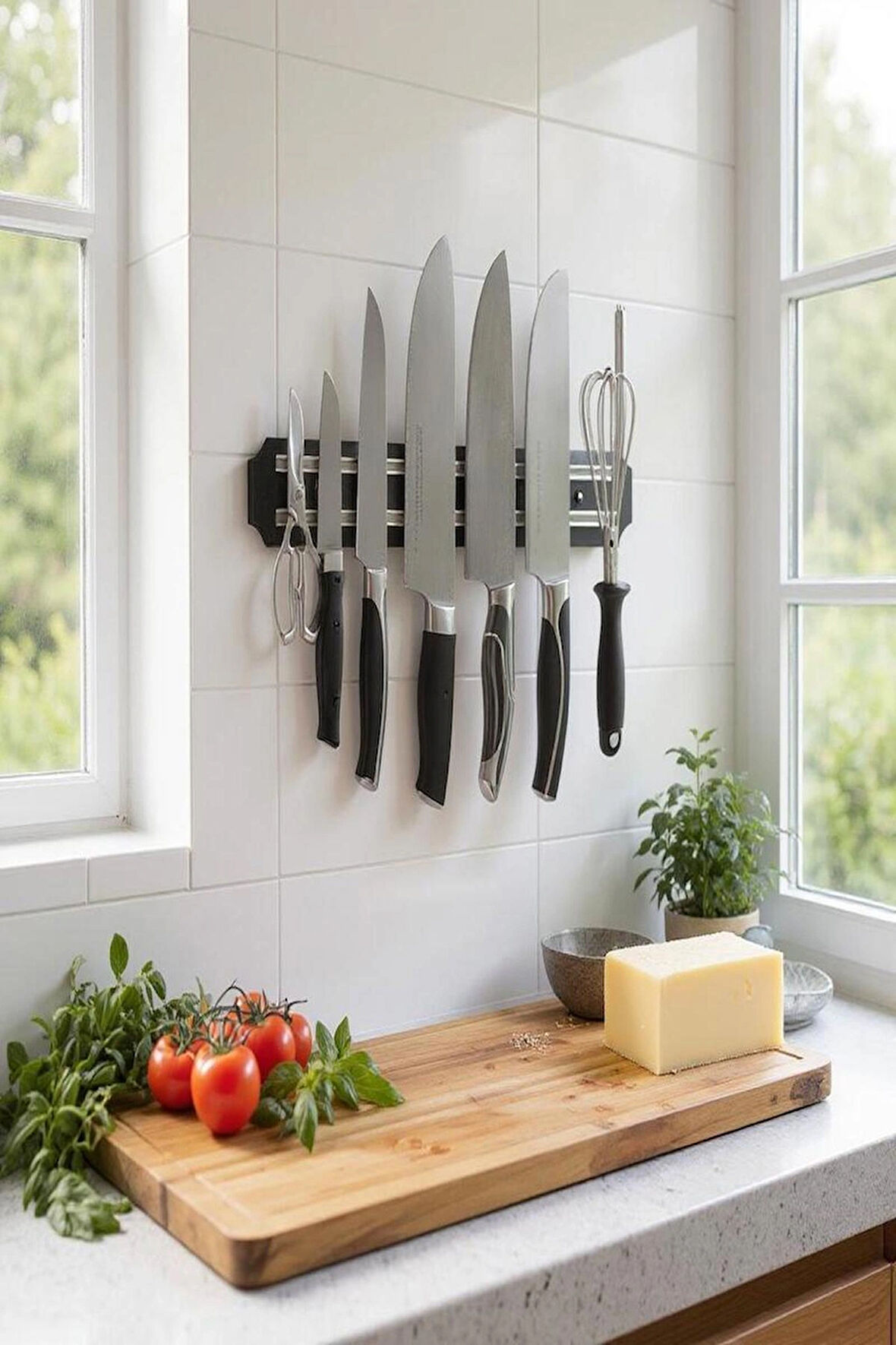 Mıknatıslı Bıçak Tutucu 55Cm Paslanmaz Çelik Mutfak Düzenleyici Bıçak Seti Dekoratif Aparat