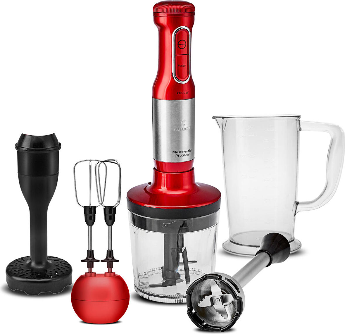 Karaca Mastermaid Prosteel Uzun Blender Ayaklı 6 Bıçaklı Blender Seti Red Inox 2000 W