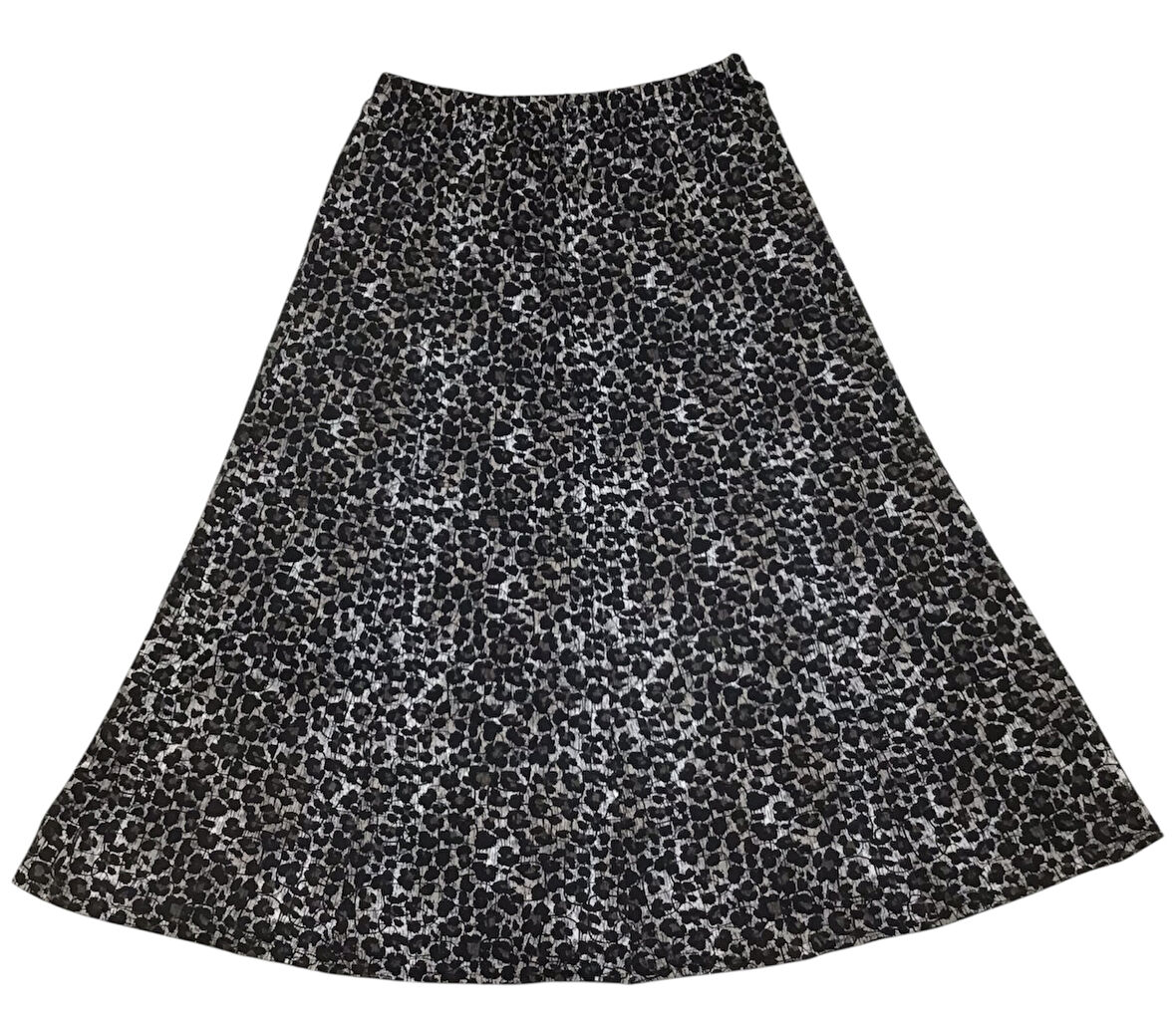 KADIN BELİ LASTİKLİ LEOPAR DESENLİ BÜYÜK BEDEN BALIK ETEK