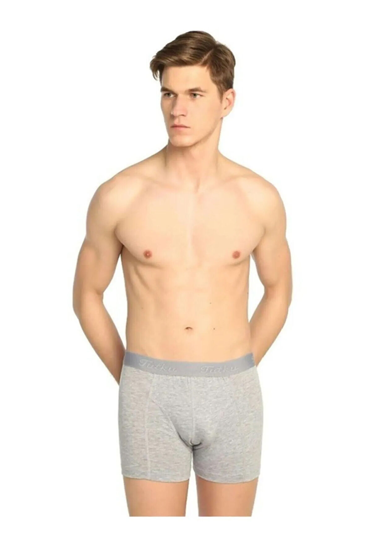 Gri Elastan Lıkralı Pamuklu 5'li Paket Boxer 0114( Sbvg 0114)