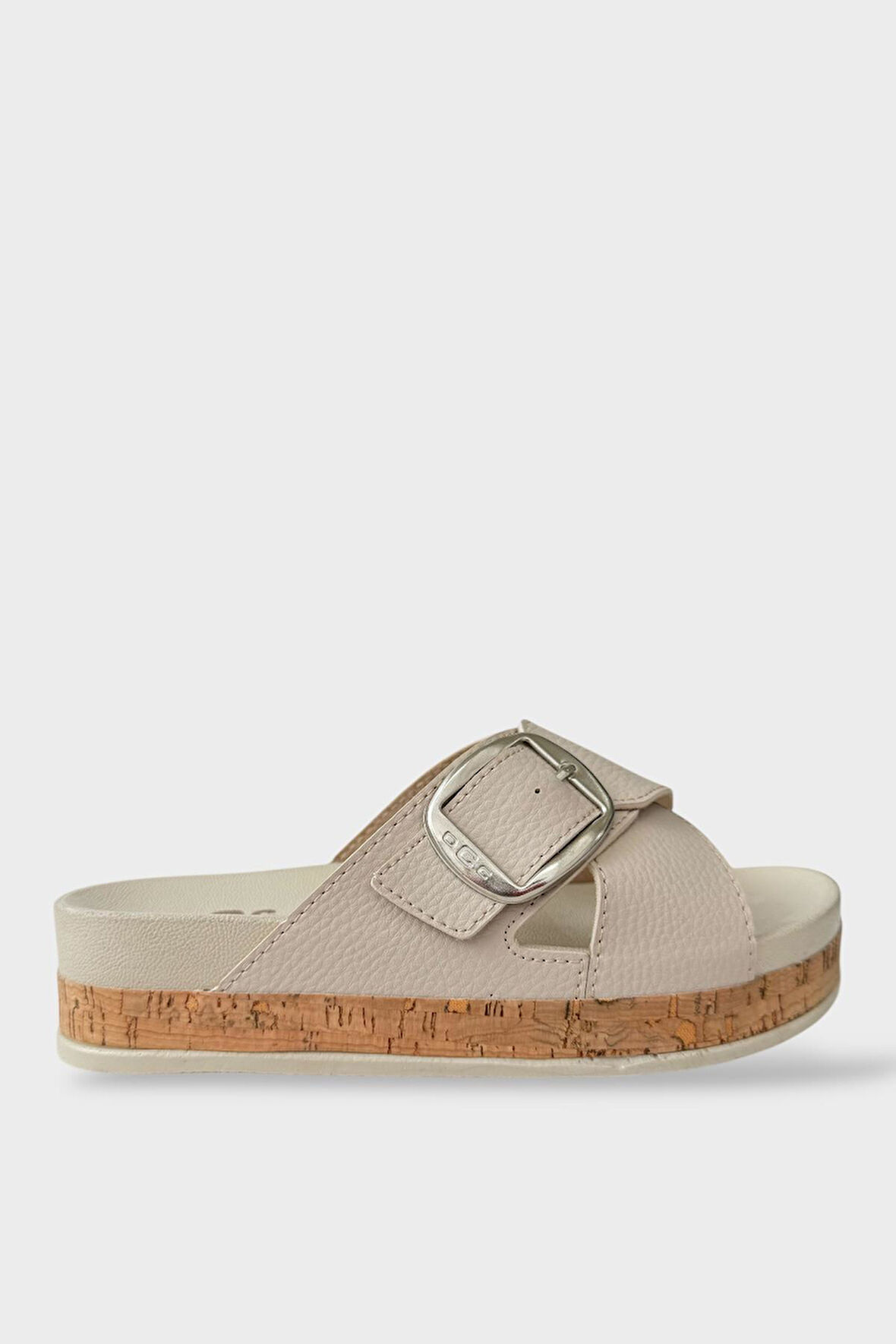 Kadın Günlük Terlik Kalın Taban Tokalı Çapraz Rahat Şık Yazlık Ev Plaj Tatil Terliği BEJ