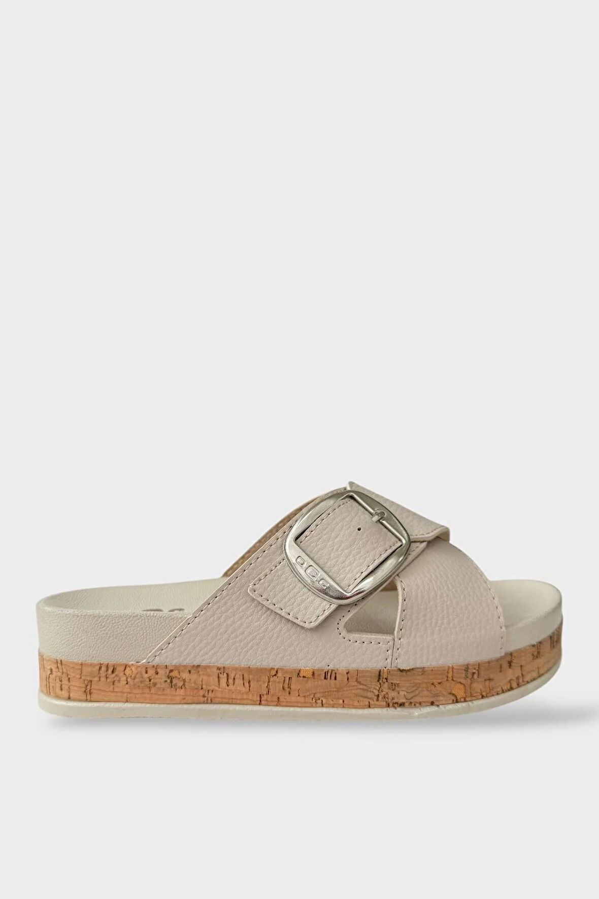 Kadın Günlük Terlik Kalın Taban Tokalı Çapraz Rahat Şık Yazlık Ev Plaj Tatil Terliği BEJ