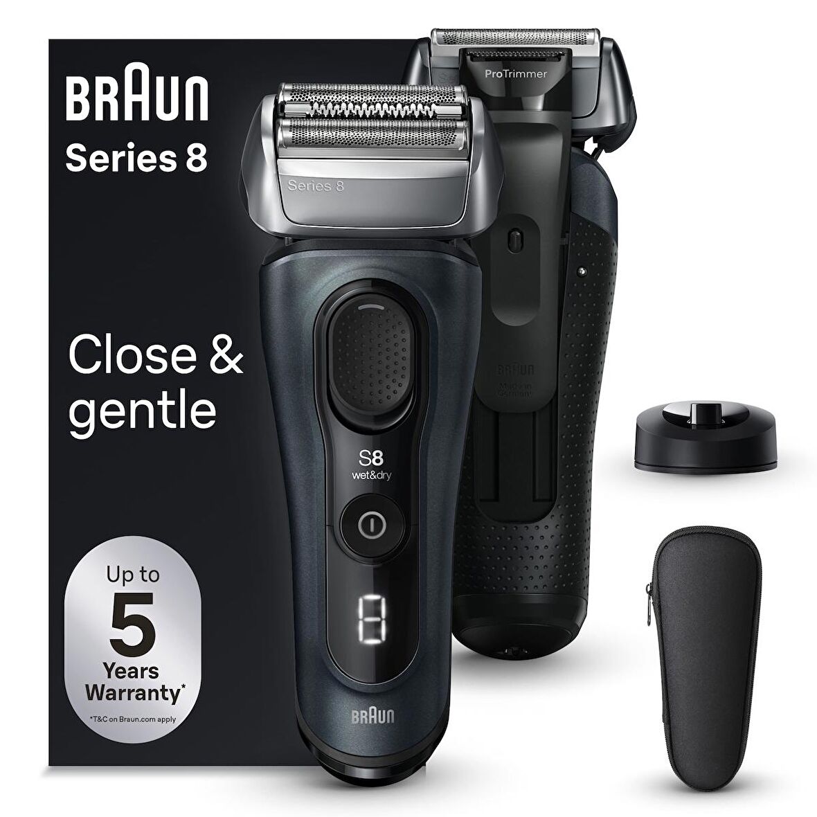 Braun Series 8 Elektrikli Tıraş Makinesi, Şarj Standı, Islak ve Kuru, 8513s, Gri