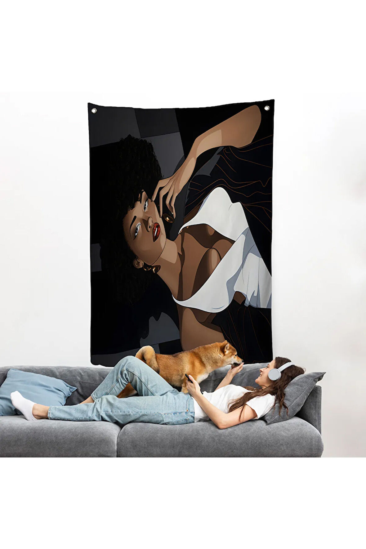 Afrikalı Güzel Kadın Duvar Örtüsü-7502