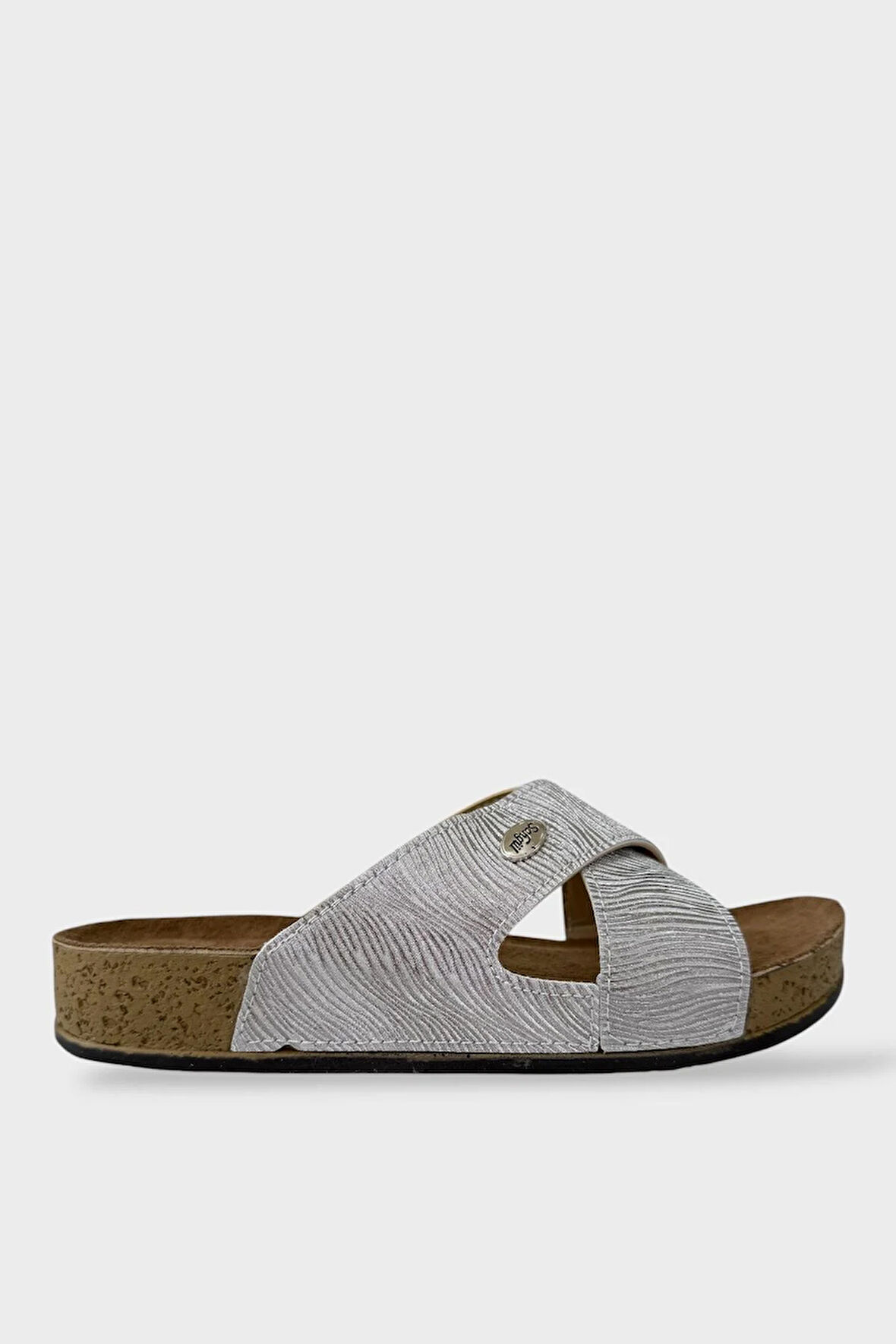 Kadın Günlük Terlik Çapraz Şık Ortopedik Yazlık Ev Plaj Tatil Terliği GÜMÜŞ