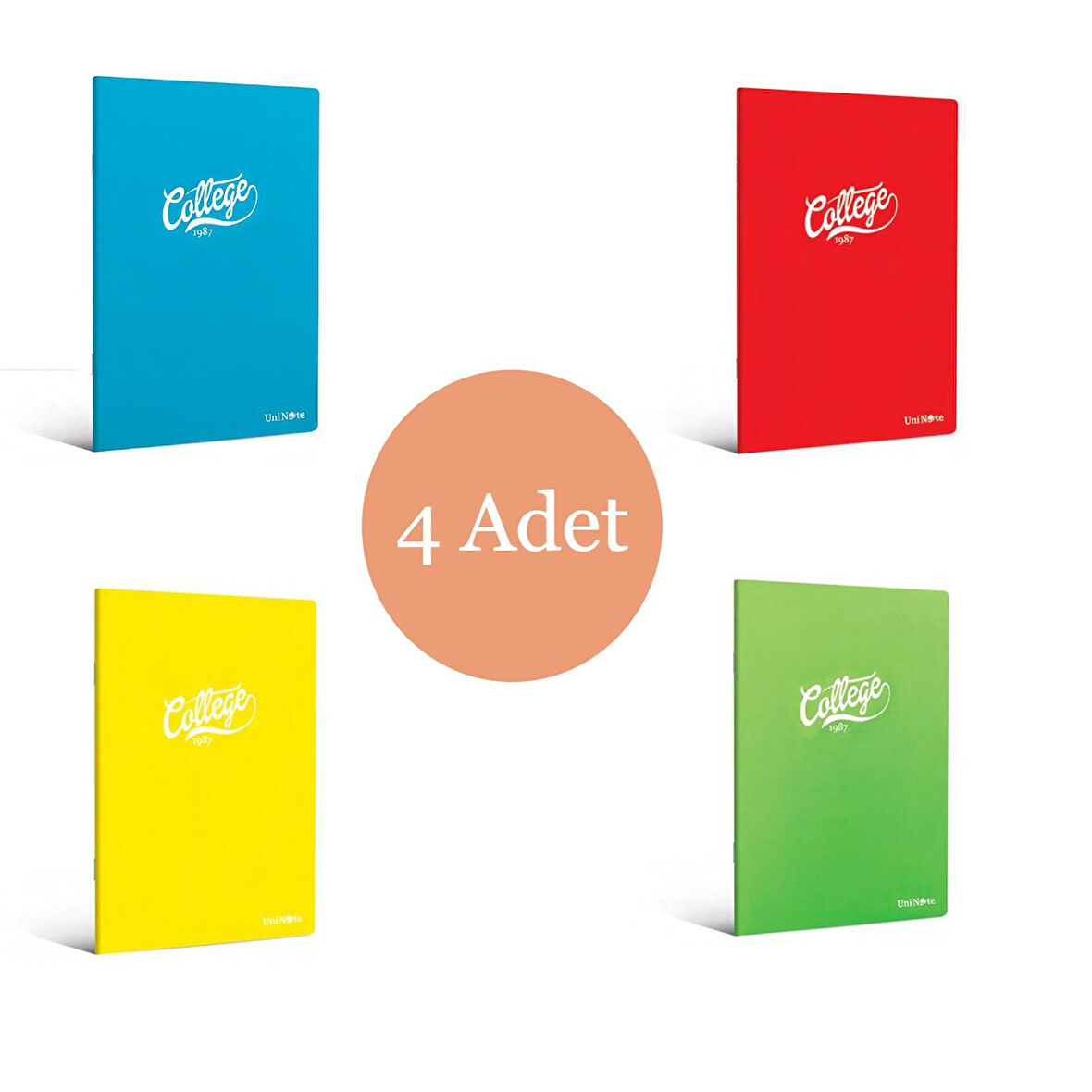 Çınar College A5 60 Yaprak Plastik Kapak Dikişli Defter Kareli 4 Adet