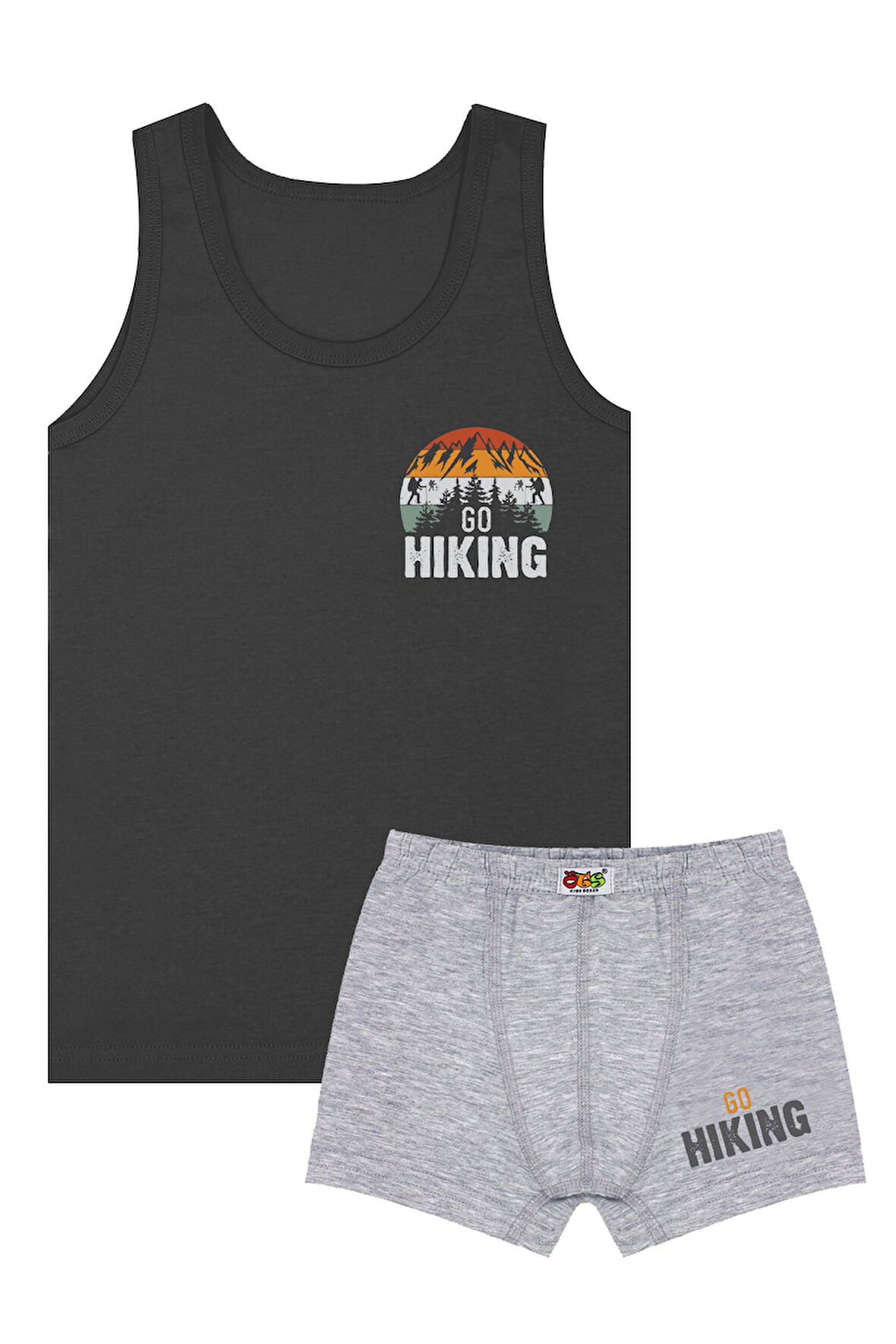 Öts Erkek Çocuk Atlet Boxer Likralı Antrasit Go Hiking (%96 Pamuk - %4 Elastan)