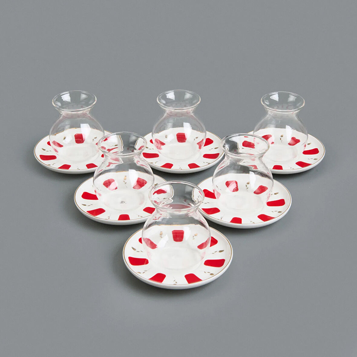 Filiz 12 Parça Cam Çay Seti - Renkli - 210 ml