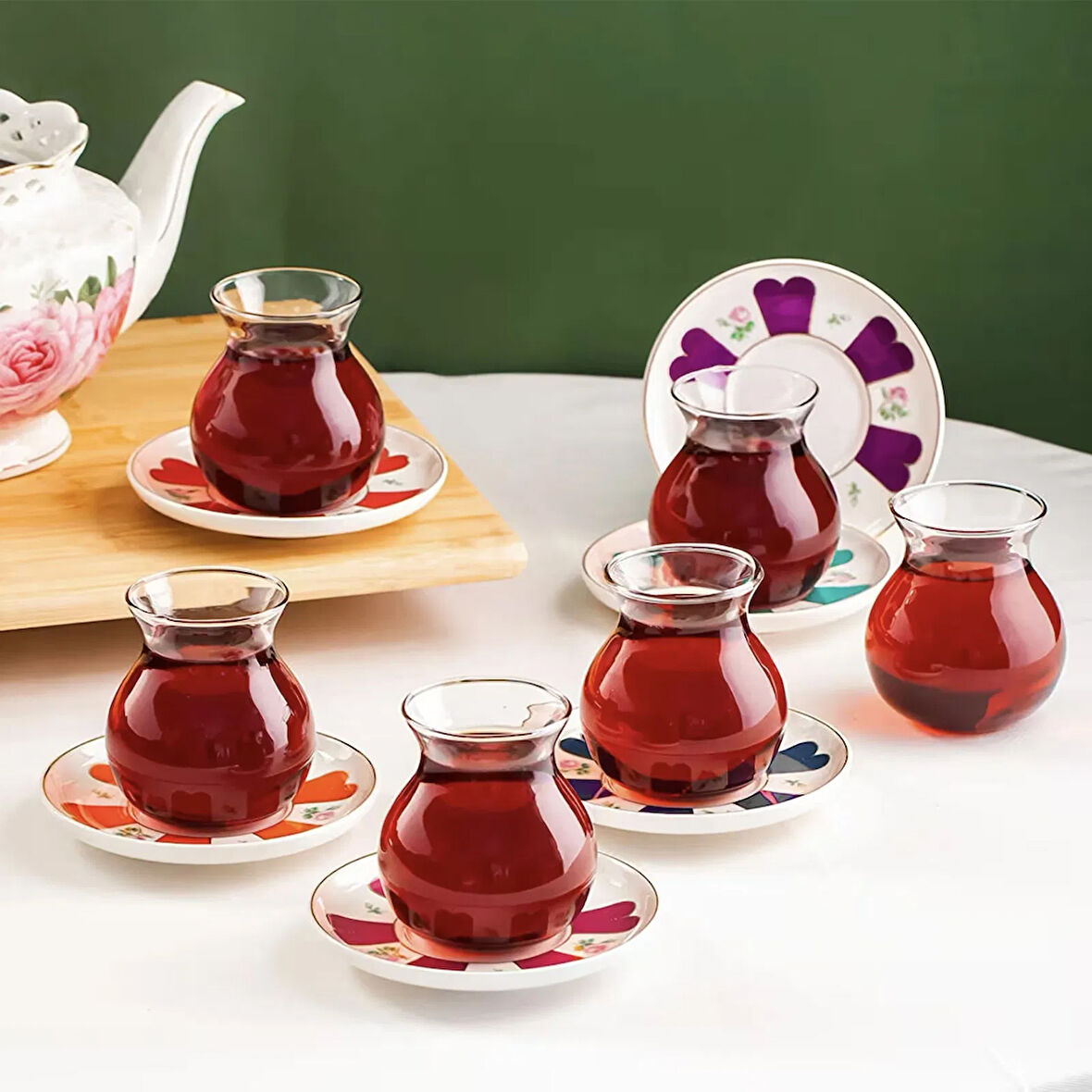 Beyoğlu 12 Parça Çay Seti - Renkli - 210 ml