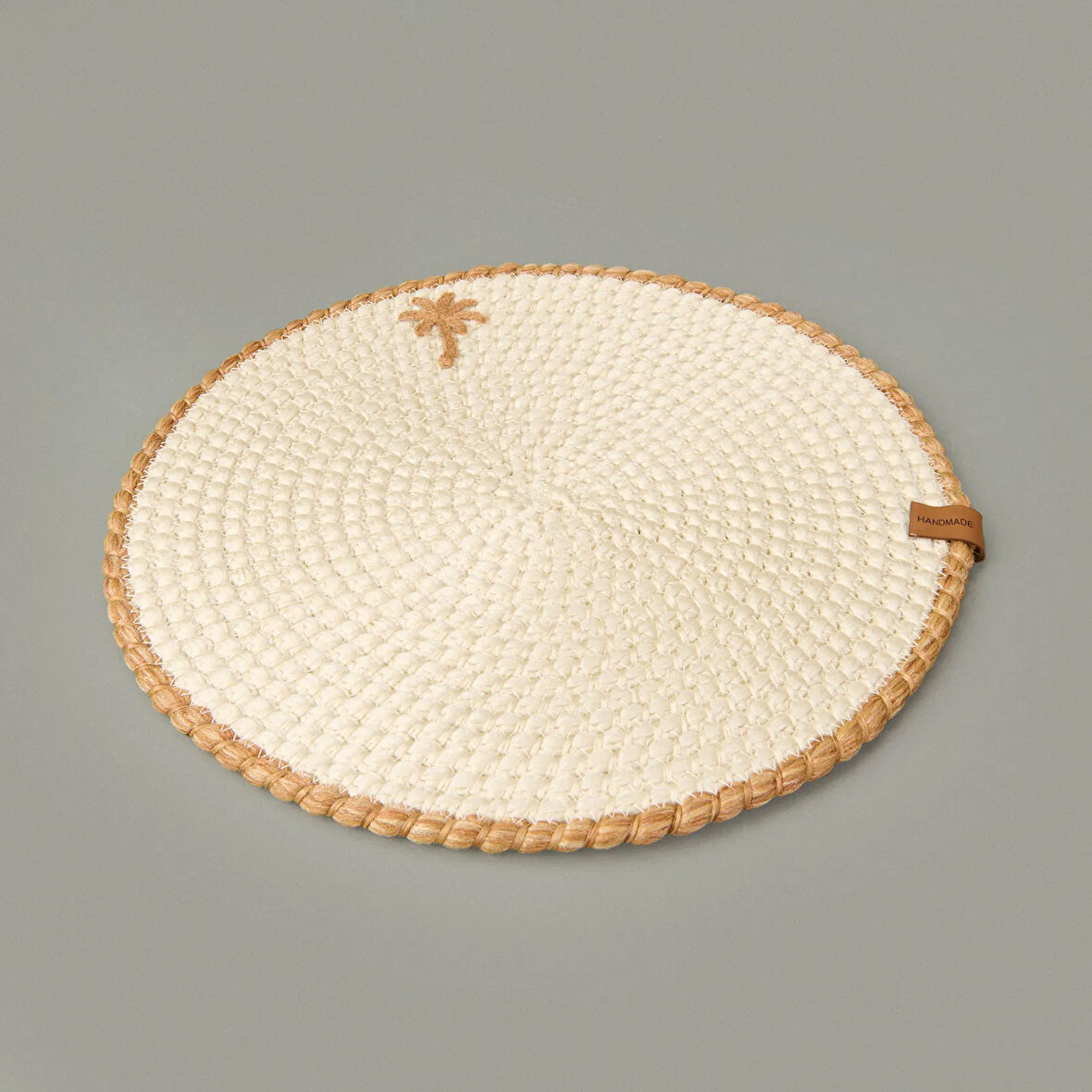 Soft Palm Nakışlı Supla - Ekru - 33x33 cm