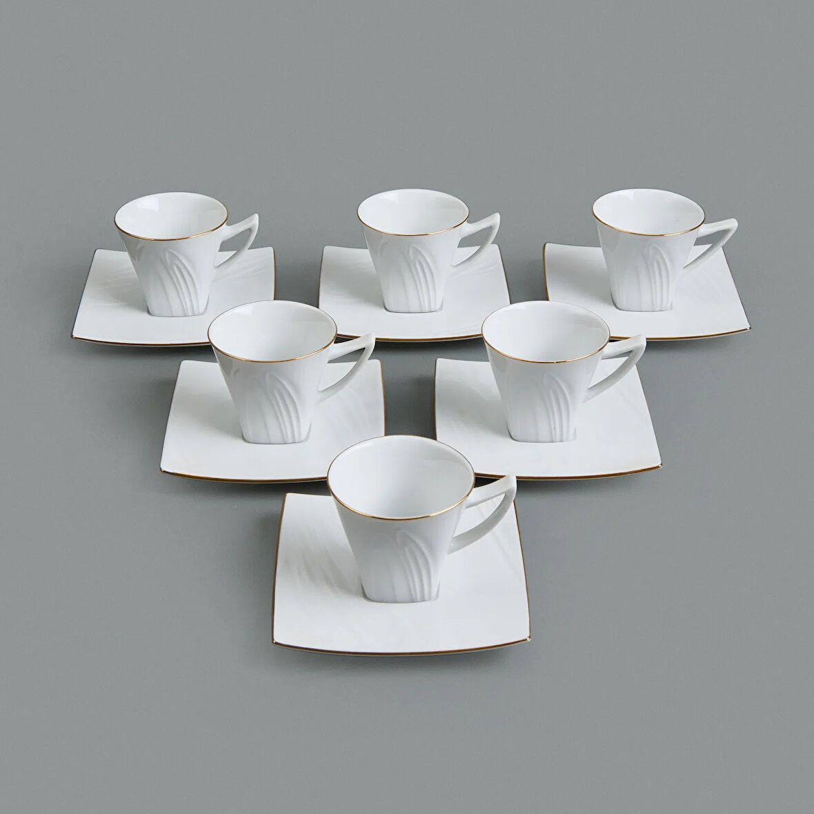 Gold Line 12 Parça Kahve Fincan Takımı - Beyaz