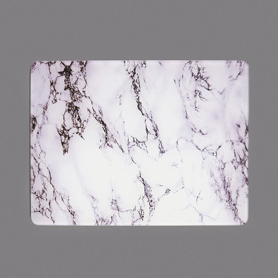 Mermer Desenli Cam Kesme Tahtası - Beyaz - 20x30 cm