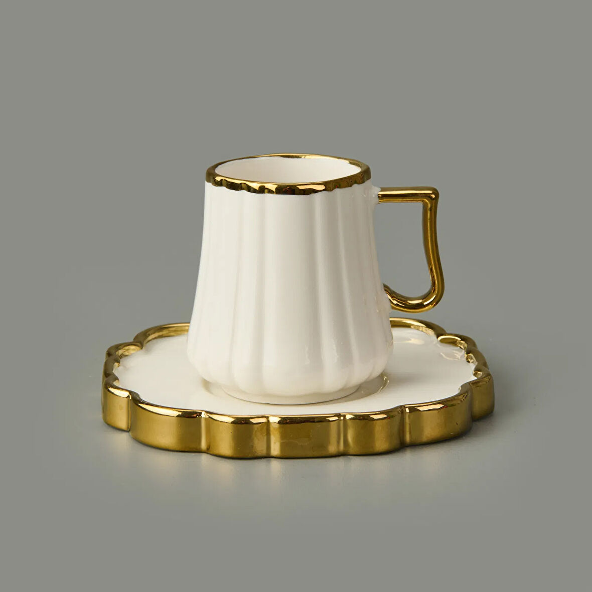 İsla 6'lı Kahve Fincanı - Beyaz / Sarı