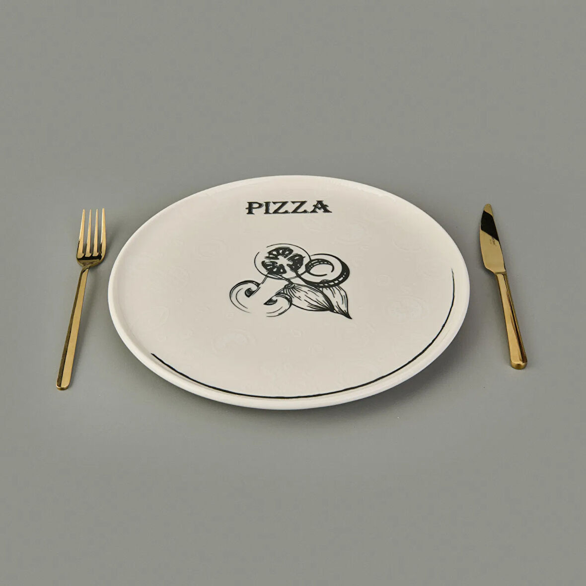Kitchen Gourmet Pizza Tabağı - Krem / Siyah - 30 cm