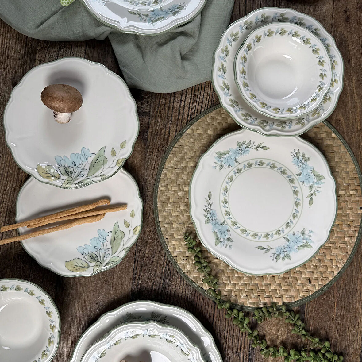 Kitchen Greeny 24 Parça Yemek Takımı - Renkli