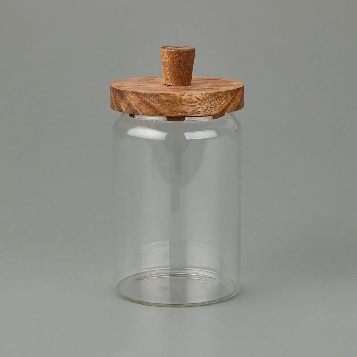 Akasya Kapaklı Cam Kavanoz - Kahverengi / Şeffaf - 700 ml