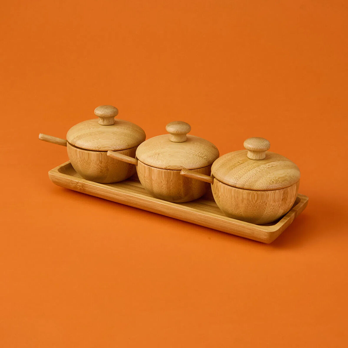 Bambu Baharatlık Seti - Açık Kahverengi
