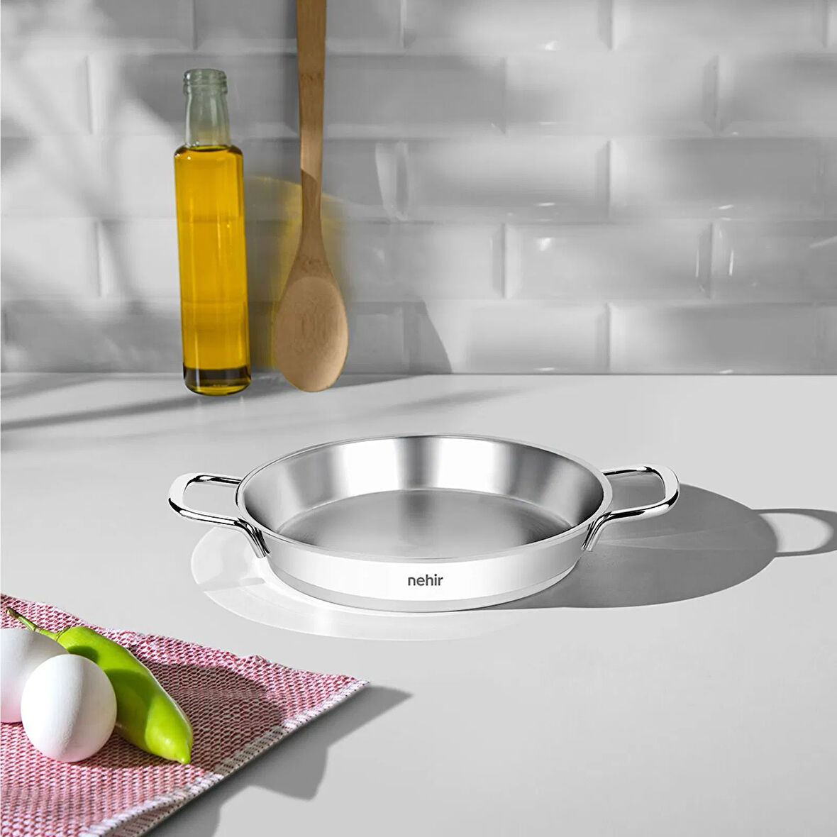 Silver Çelik Italyan Kapaksız Omlet Sahanı - Gümüş - 16 cm