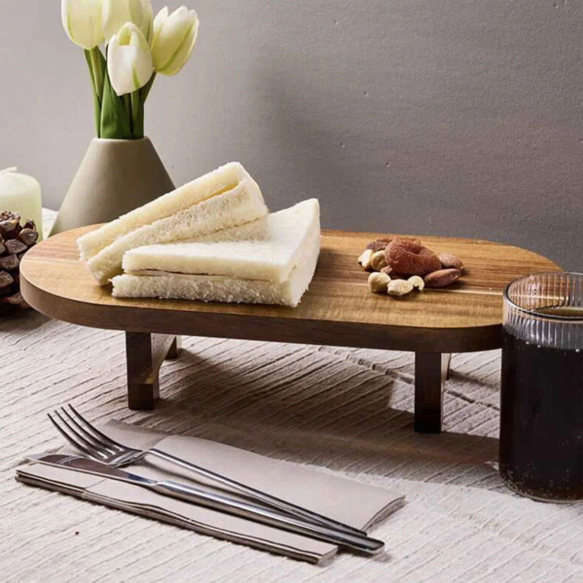 Morry Akasya Sunumluk - Kahverengi - 39x17 cm