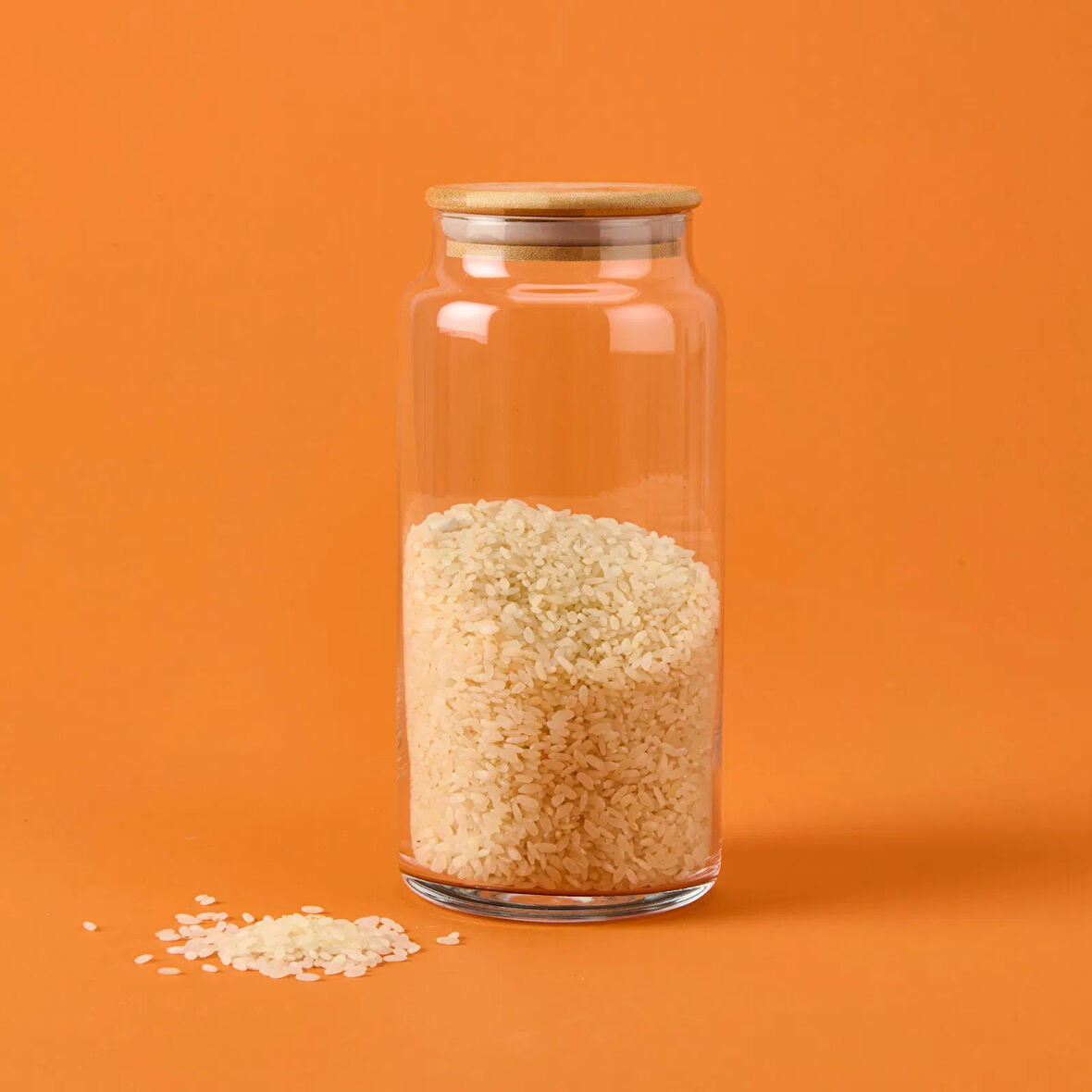 Bambu Kapaklı Cam Kavanoz - Şeffaf - 1,3 lt