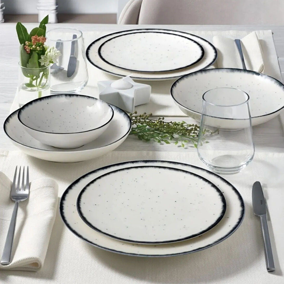 Porselen Atina 24 Parça Yemek Takımı - Bej