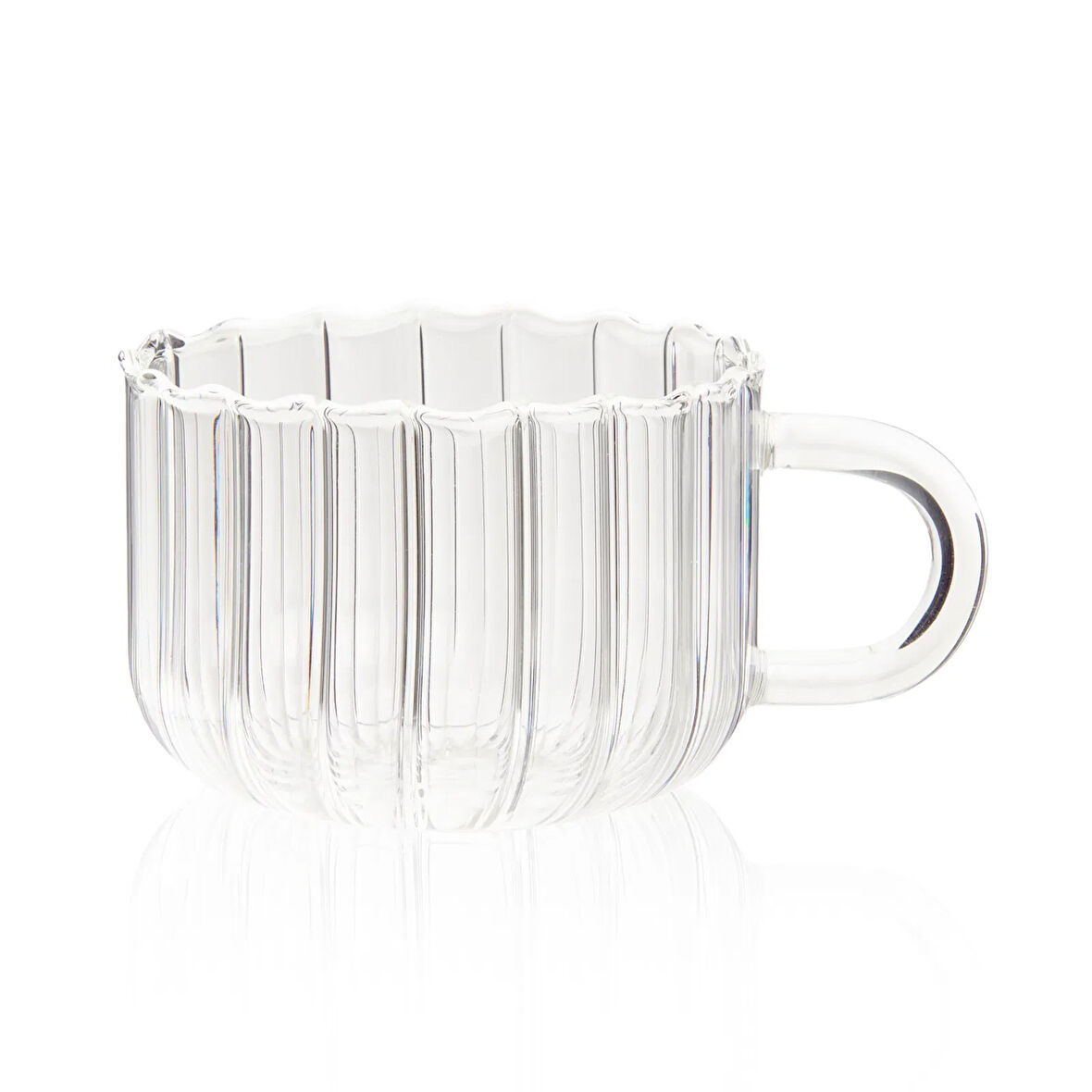 Çizgili Isıya Dayanıklı Cam Kupa - Şeffaf - 250 ml