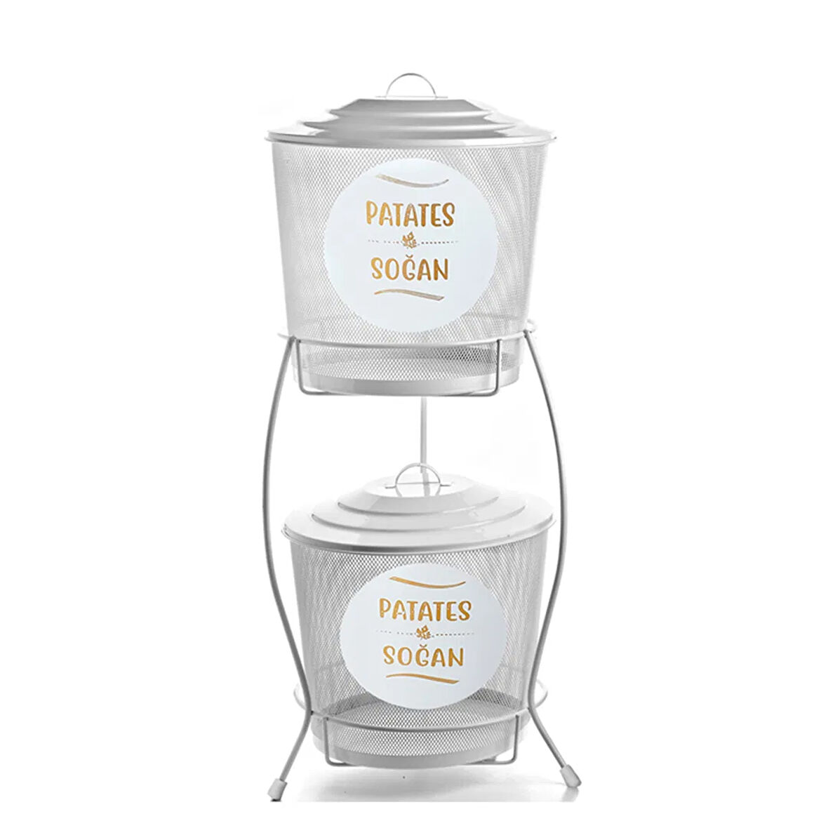 Metal 2 Katlı Sebzelik - Beyaz