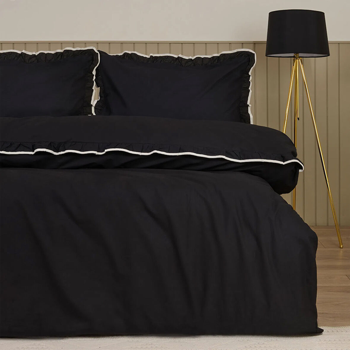Soft Noirelle Çift Kişilik Nevresim Takımı - Siyah