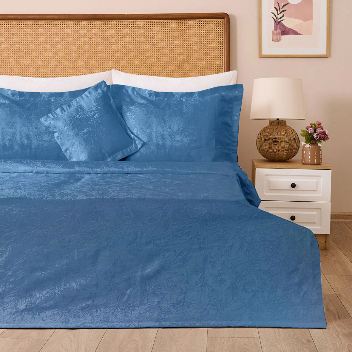 43173 Jakar Dokuma 4 Parça Yatak Örtüsü Seti - Lacivert