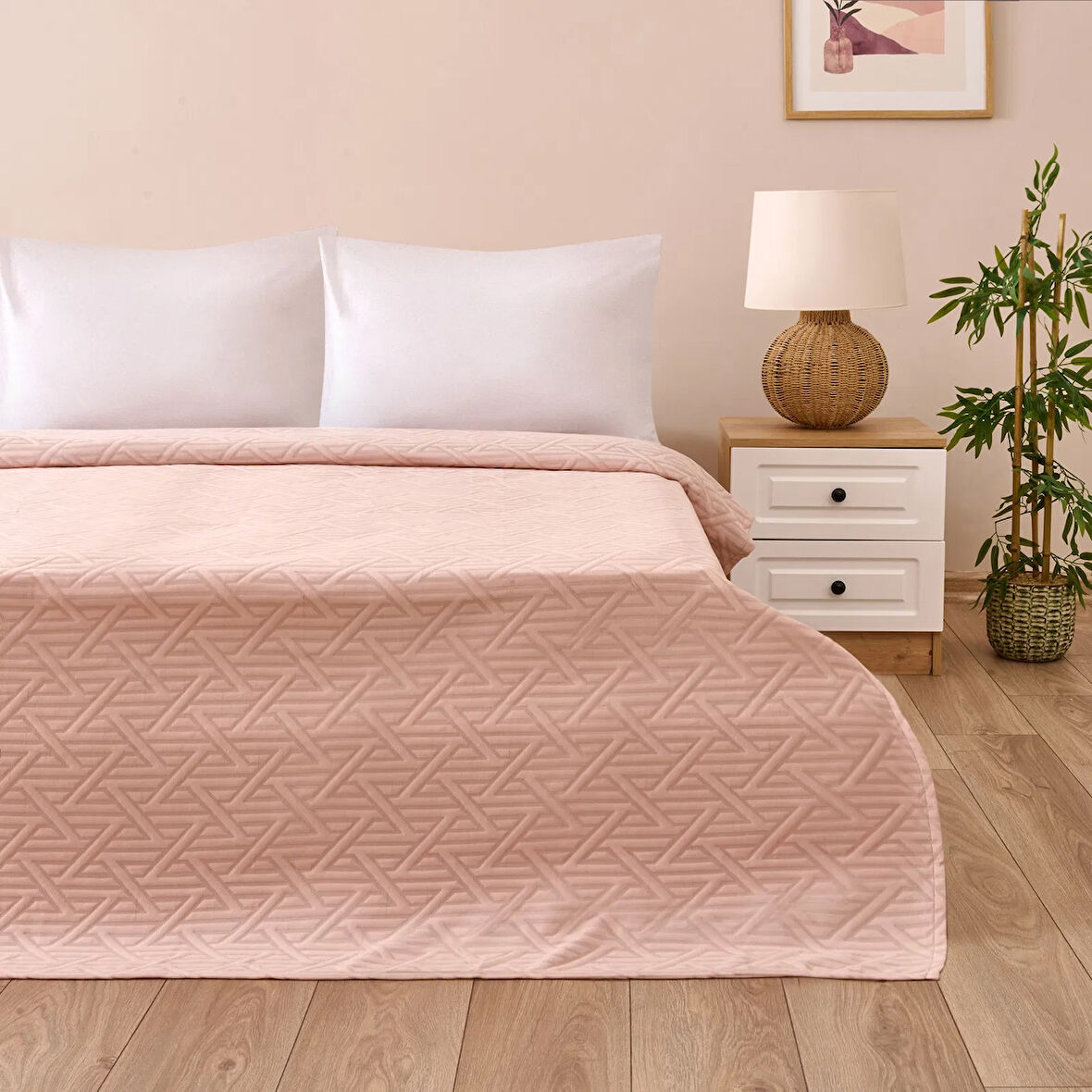 Soft Anka Çift Kişilik Yatak Örtüsü - Pembe - 240x260 cm