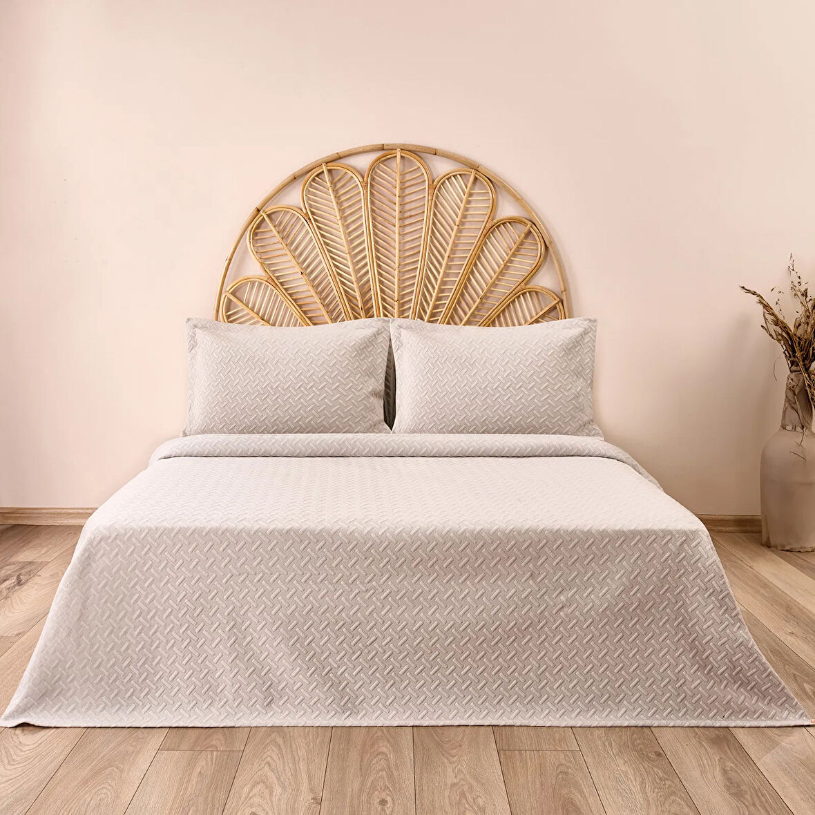 Soft Örme Çift Kişilik Yatak Örtüsü - Gri - 240x260 cm