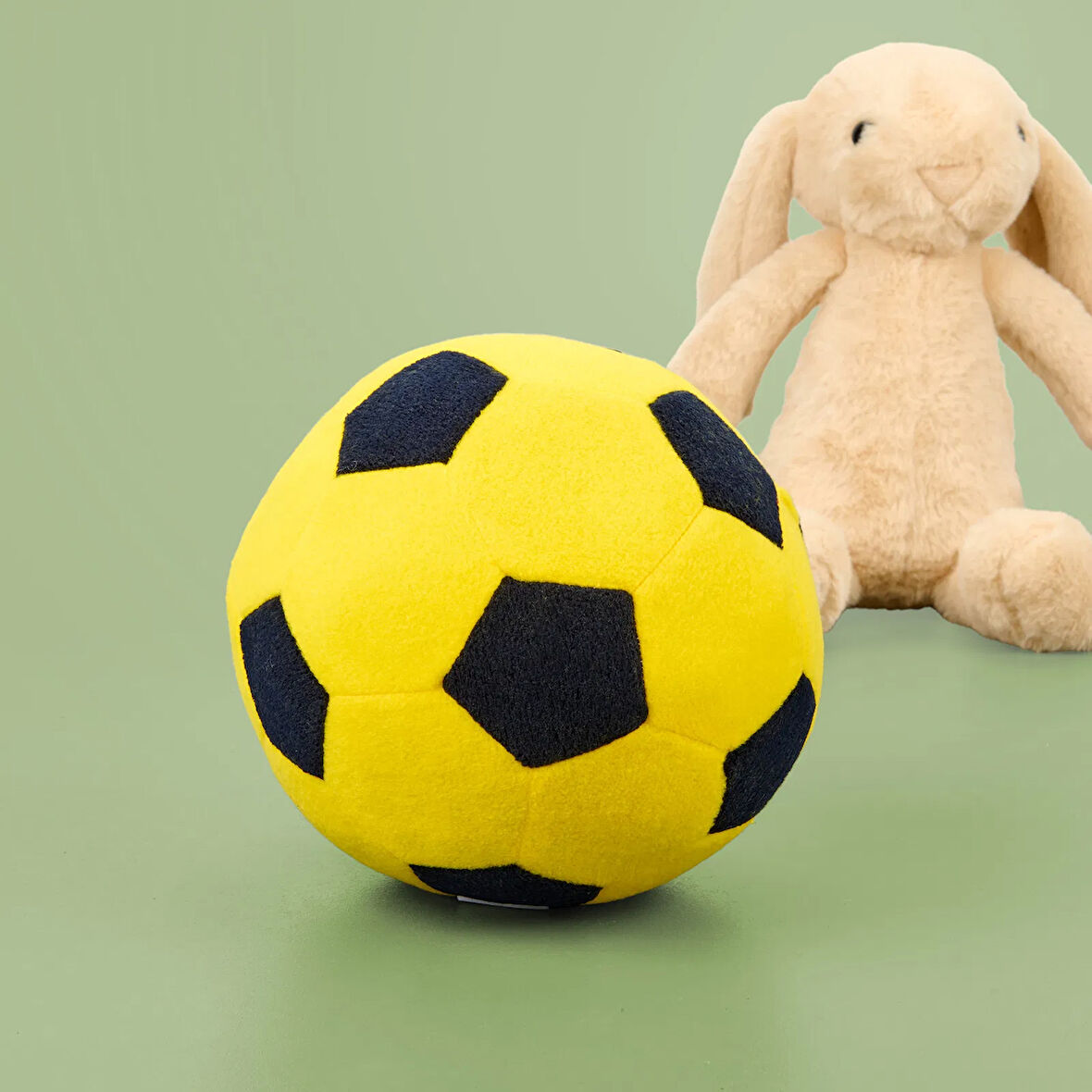 Soft Futbol Topu Figürlü Yastık - Sarı / Lacivert - 30x30 cm