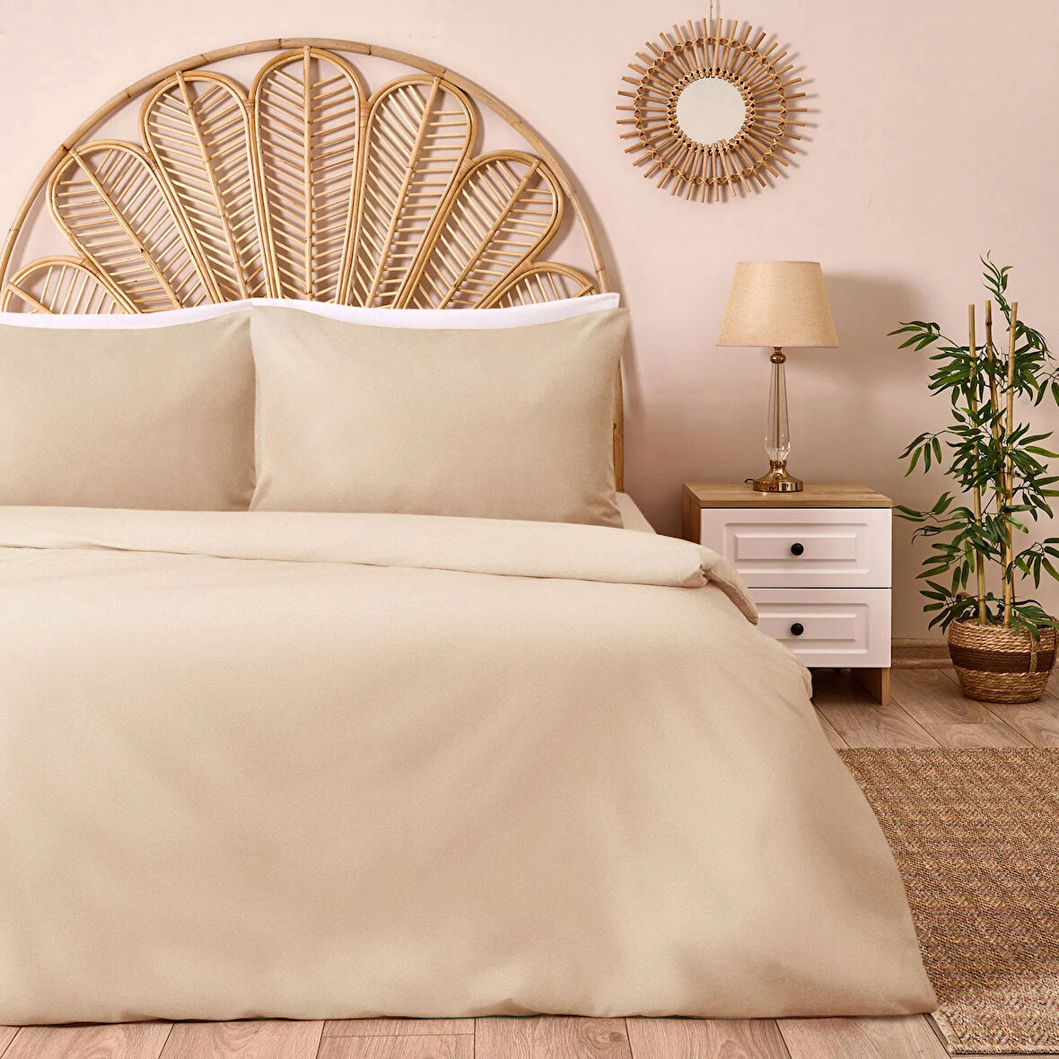 Soft Çift Kişilik Nevresim Takımı - Bej