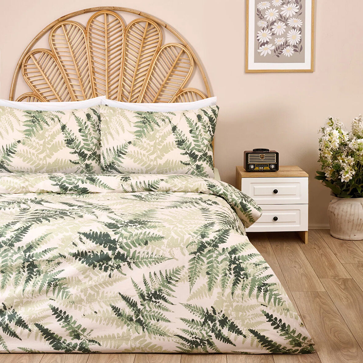 Soft Furu Çift Kişilik Nevresim Takımı - Yeşil