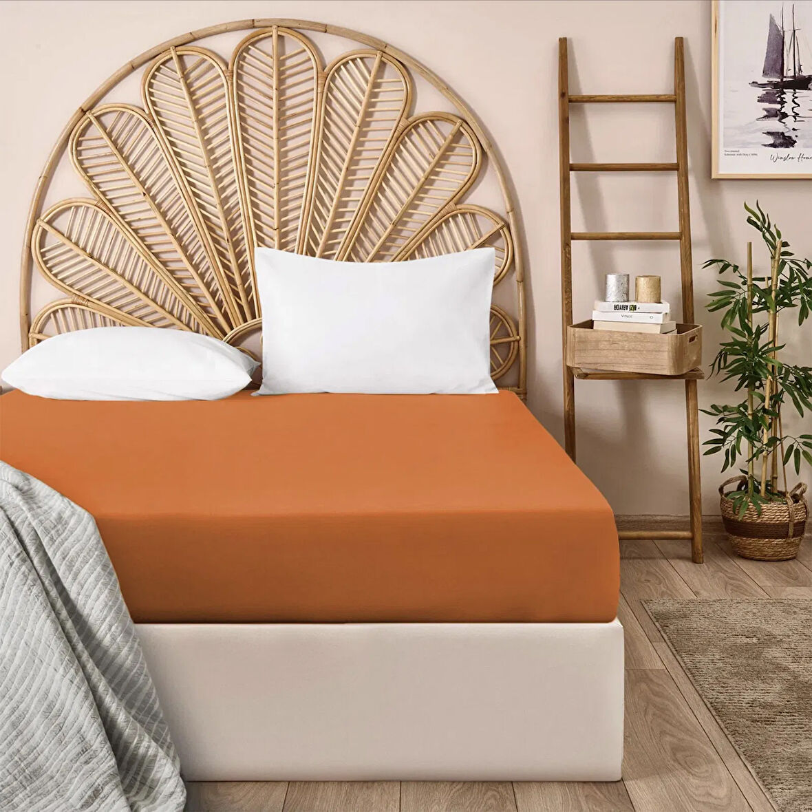 Soft Çift Kişilik Düz Kenar Çarşaf - Turuncu - 240x260 cm