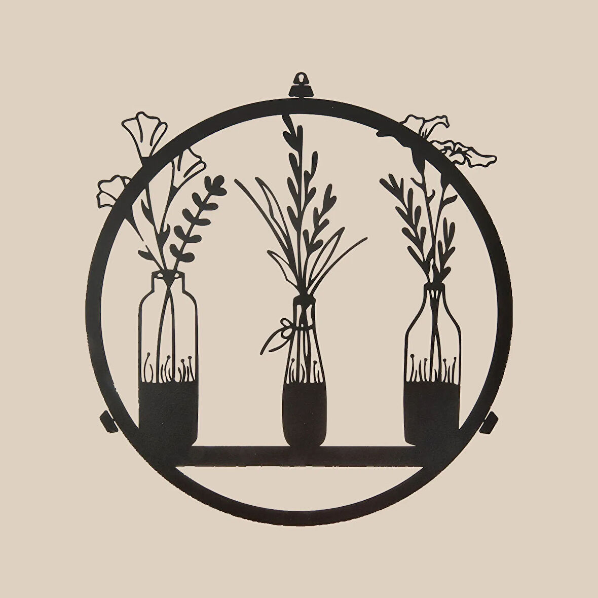 Deco Flower Metal Tablo - Siyah - 40x40 cm