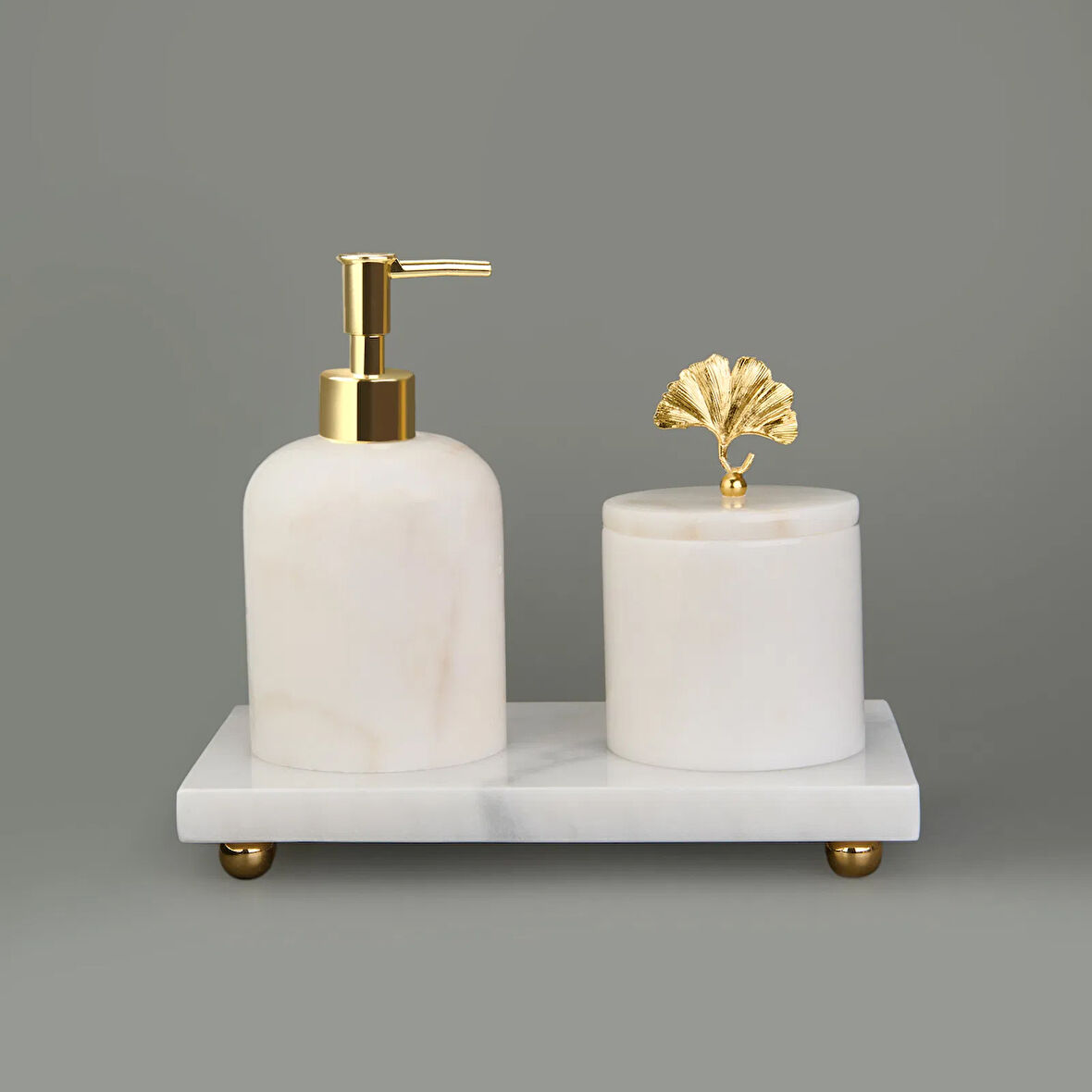 Bath 3'lü Mermer Banyo Seti - Beyaz