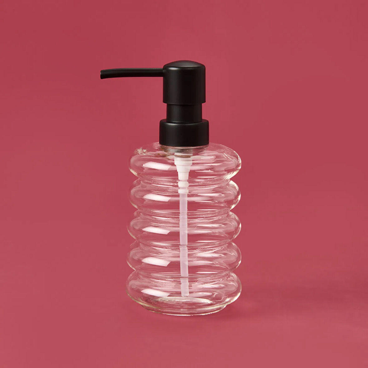 Kapaklı Borosilikat Cam Sıvı Sabunluk - Şeffaf / Siyah