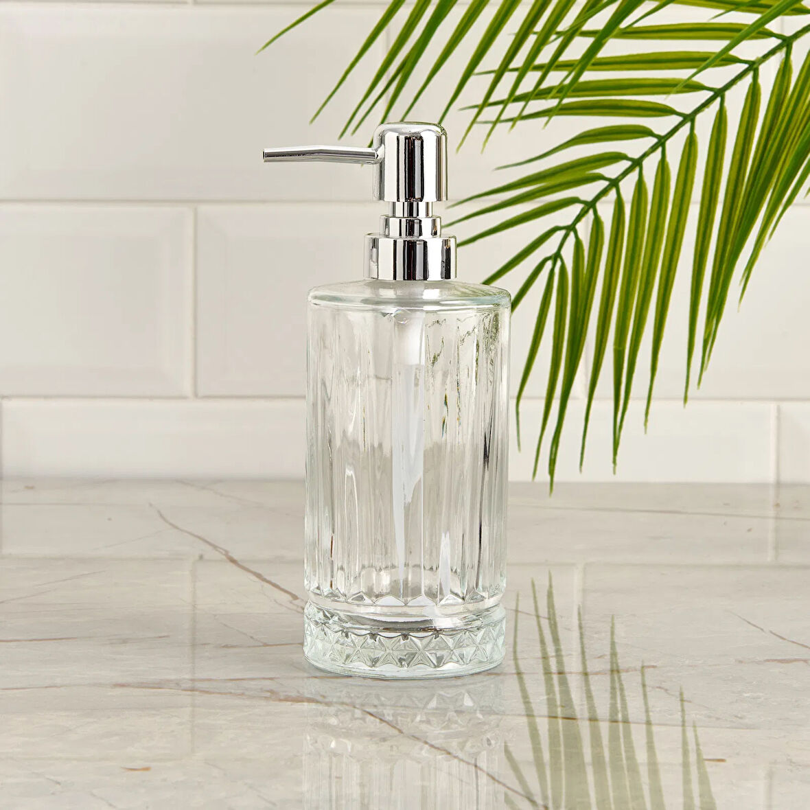 Cam Sıvı Sabunluk - Şeffaf - 20x9 cm
