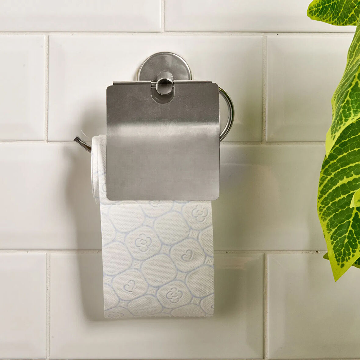 Lüx Geniş Kapaklı Kağıtlık - Krom - 13x5x12,3 cm