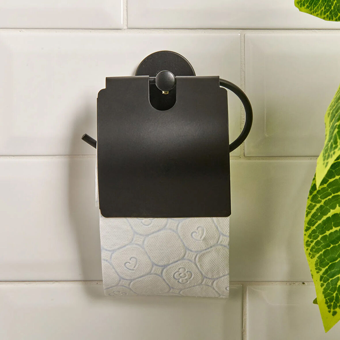 Lüx Geniş Kapaklı Kağıtlık - Siyah - 13x5x12,3 cm